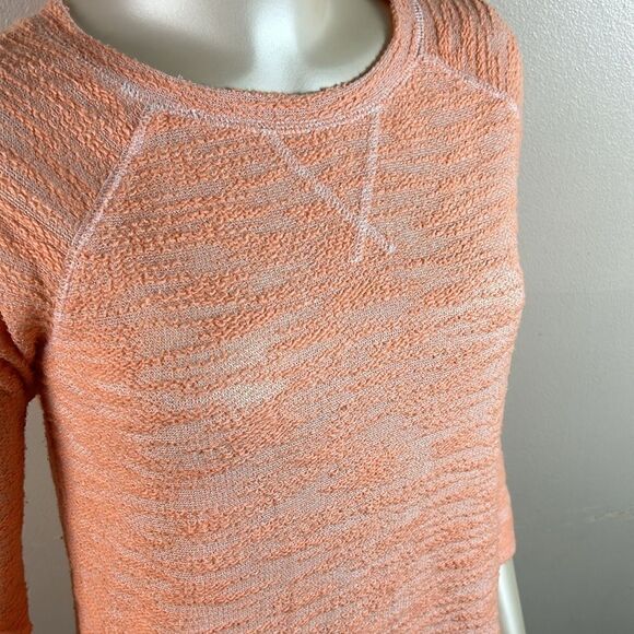Sunday In Brooklyn Anthropologie Orange White Lace Hem Pullover Sweater Small XS - Picture 3 of 9